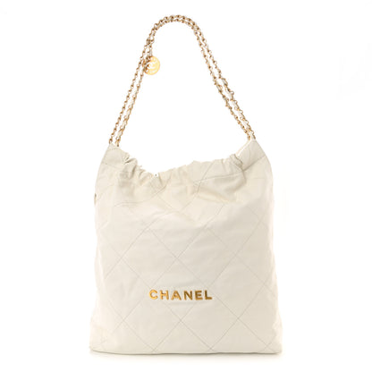 Chanel Shiny Calfskin Quilted Large Chanel 22 White 3 of 13