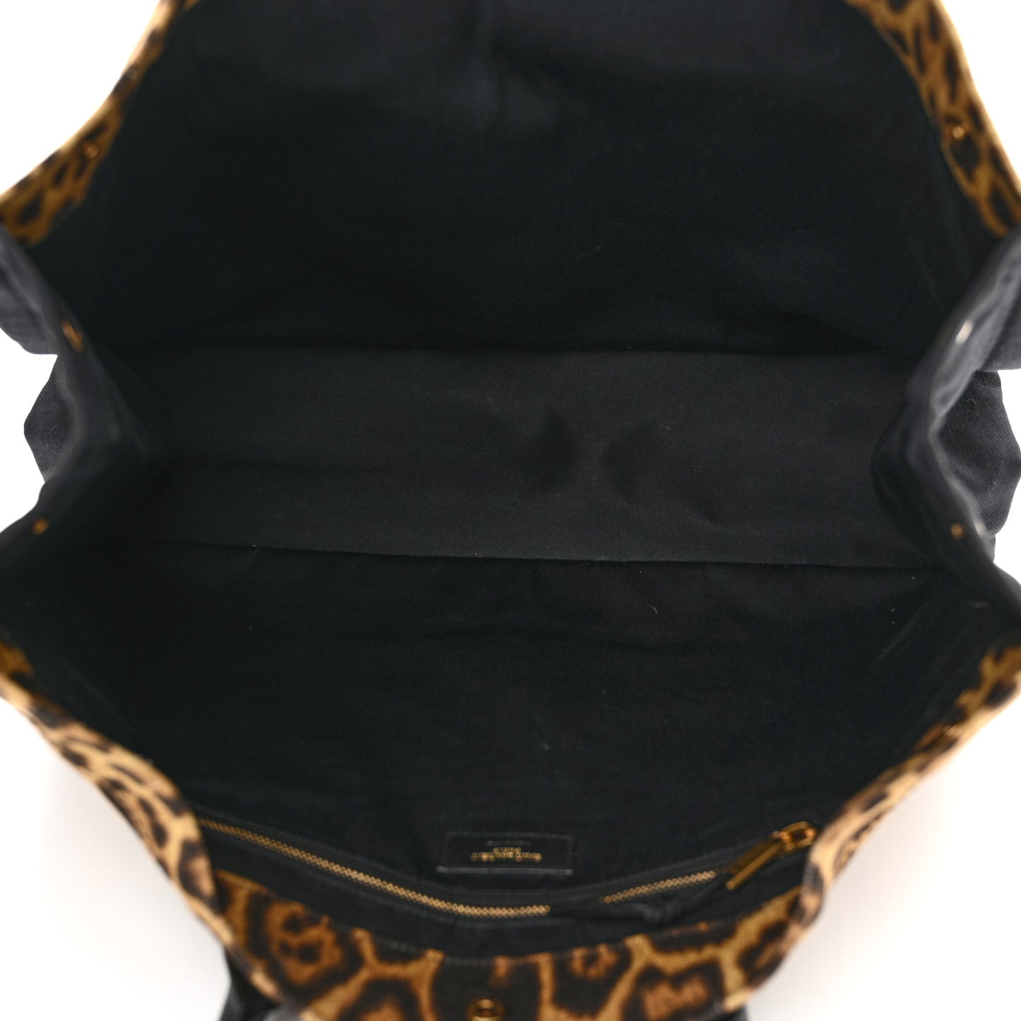 Canvas Calfskin Leopard Print Rive Gauche Noe Tote Natural Black