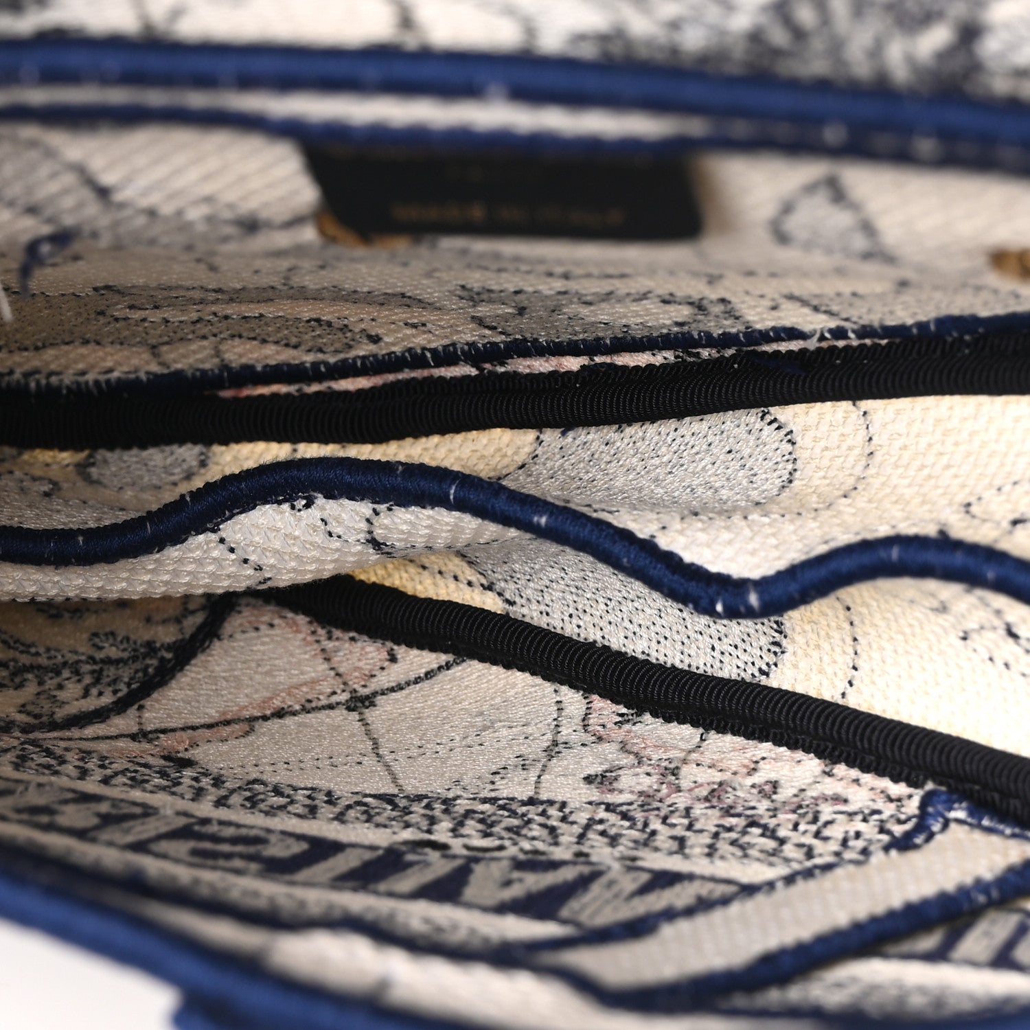 Christian Dior Canvas Embroidered Around the World Saddle Bag Blue