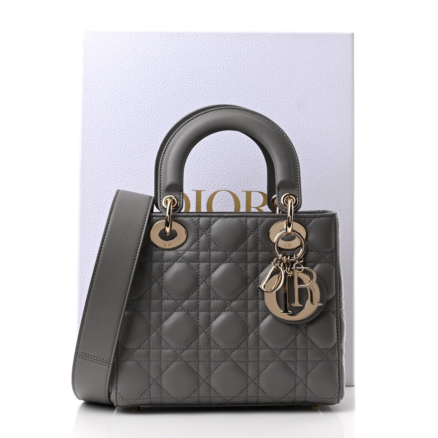 Christian Dior Lambskin Cannage Small My ABCDior Lady Dior Grey 11 of 11