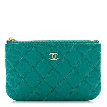 Chanel Caviar Quilted Small Cosmetic Case Turquoise 1 of 7