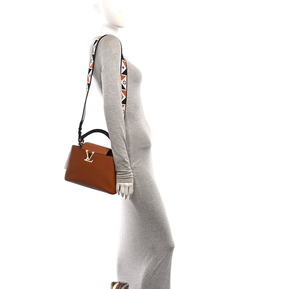 Louis Vuitton Taurillon Karakoram Capucines BB  Tan Black 2 of 9