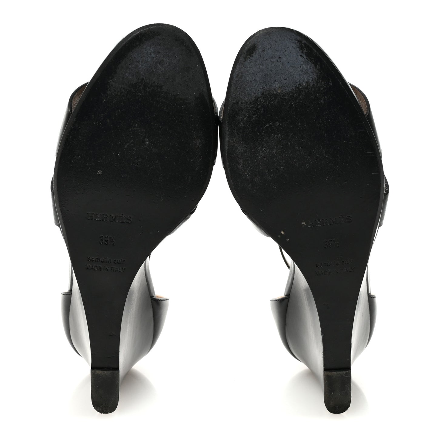 Calfskin Legend Wedge Sandals 39.5 Black