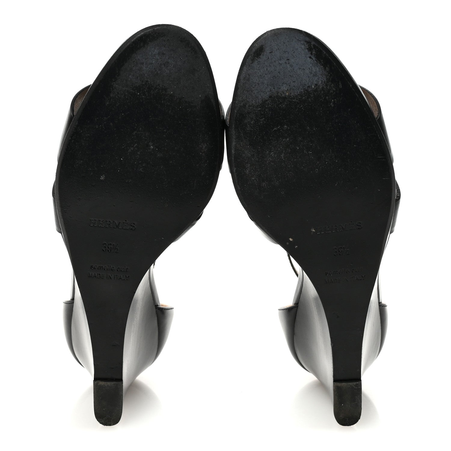 Hermes Calfskin Legend Wedge Sandals 39.5 Black 6 of 10