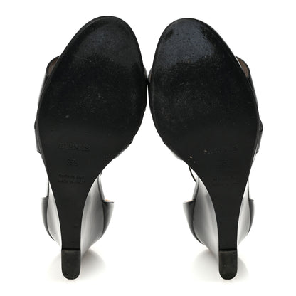 Hermes Calfskin Legend Wedge Sandals 39.5 Black 6 of 10