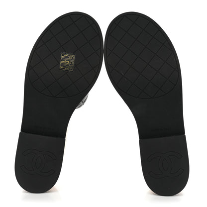 Chanel Lambskin Quilted CC Wedge Sandals 40 Black 5 of 8