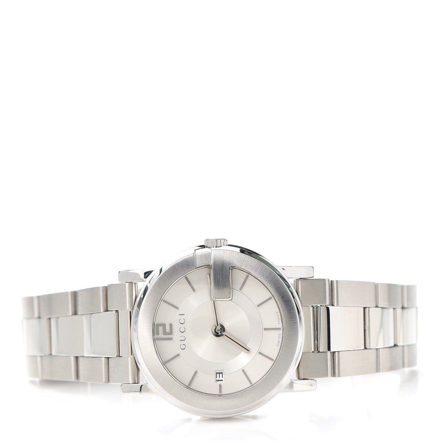 Stainless Steel 36mm G-Round Quartz Watch White