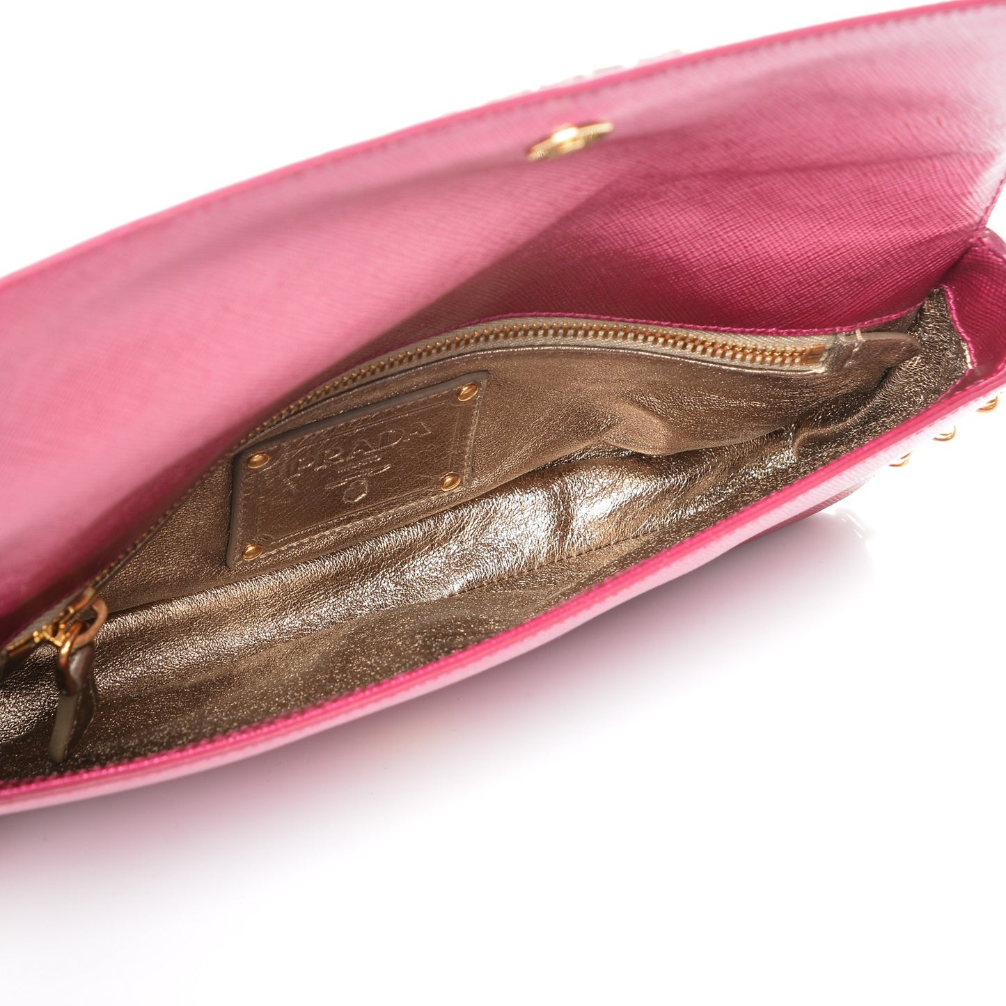 Metallic Saffiano Metal Chain Wallet Ametista