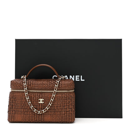 Chanel Braided Raffia Quilted Top Handle Slim Vanity With Chain Brown 11 of 11