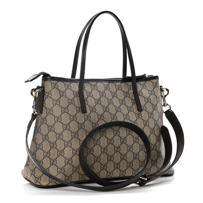 Gucci GG Supreme Monogram Small Zippered Tote Dark Brown 3 of 12