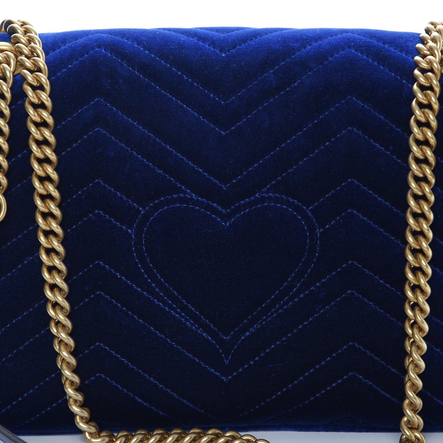 Velvet Matelasse Medium GG Marmont Shoulder Bag Cobalt Blue