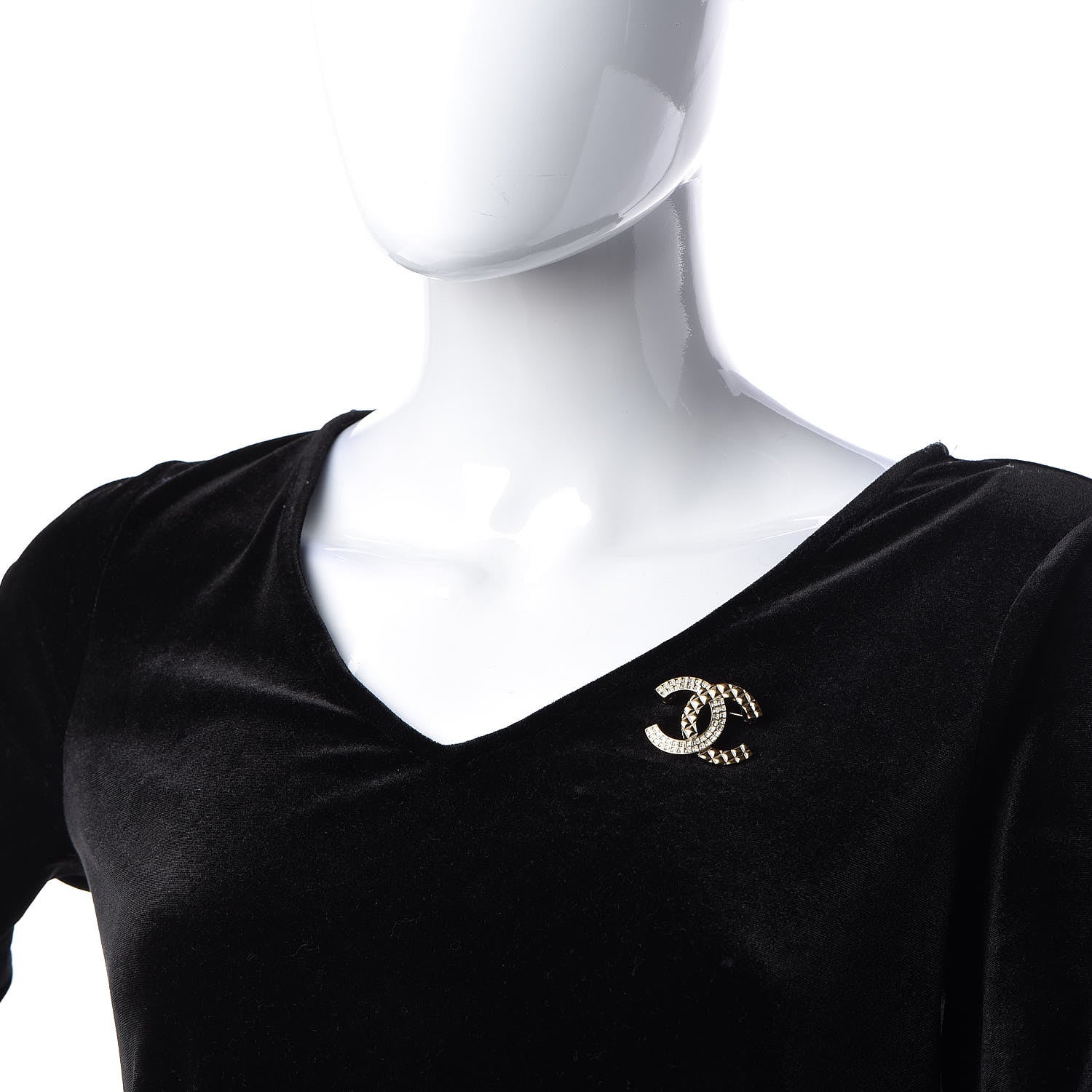 Chanel Baguette Crystal Quilted CC Brooch Gold 2 of 5