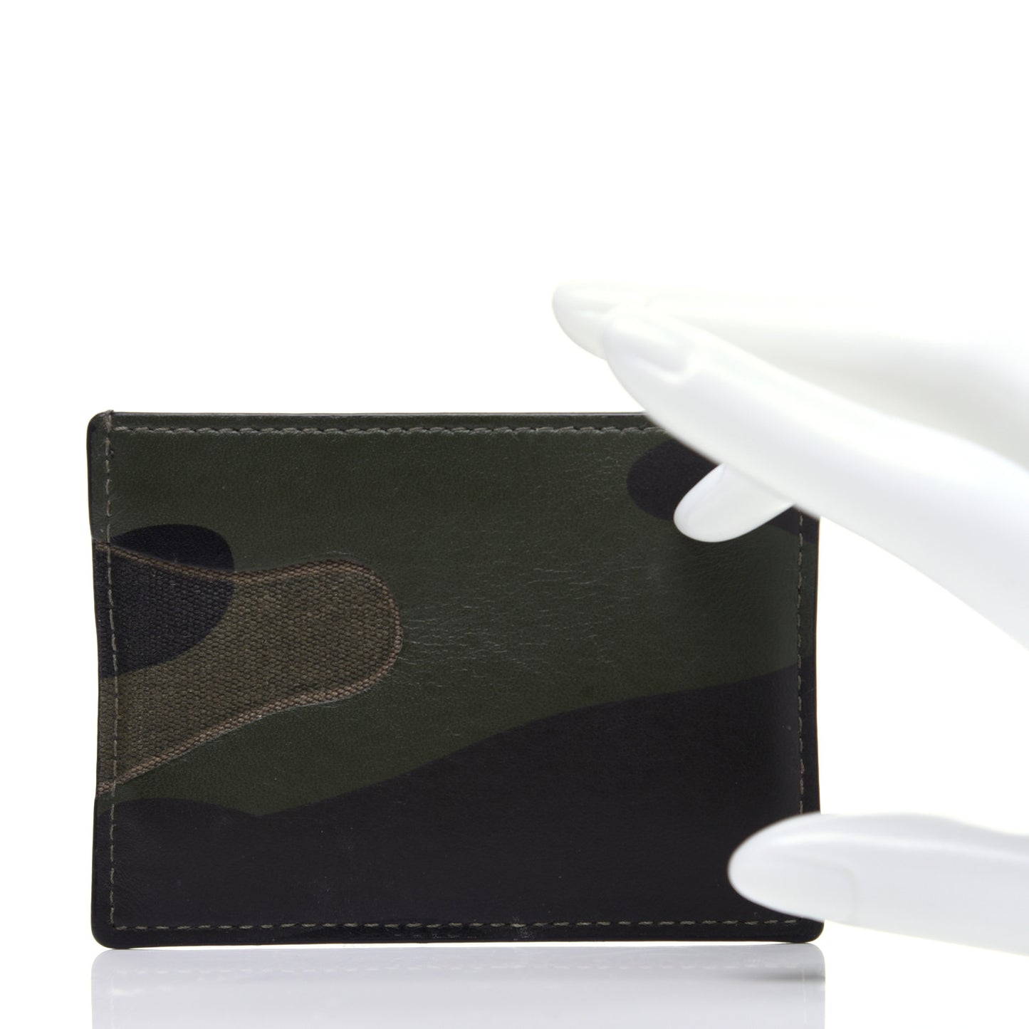 Nappa Canvas Camouflage Card Holder Green