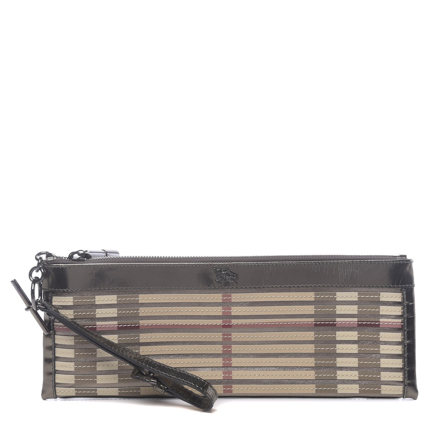 Metallic Patent Calfskin House Check Sliced Ashcombe Clutch