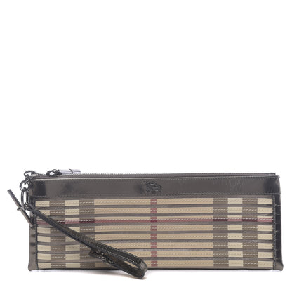 Burberry Metallic Patent Calfskin House Check Sliced Ashcombe Clutch 1 of 14