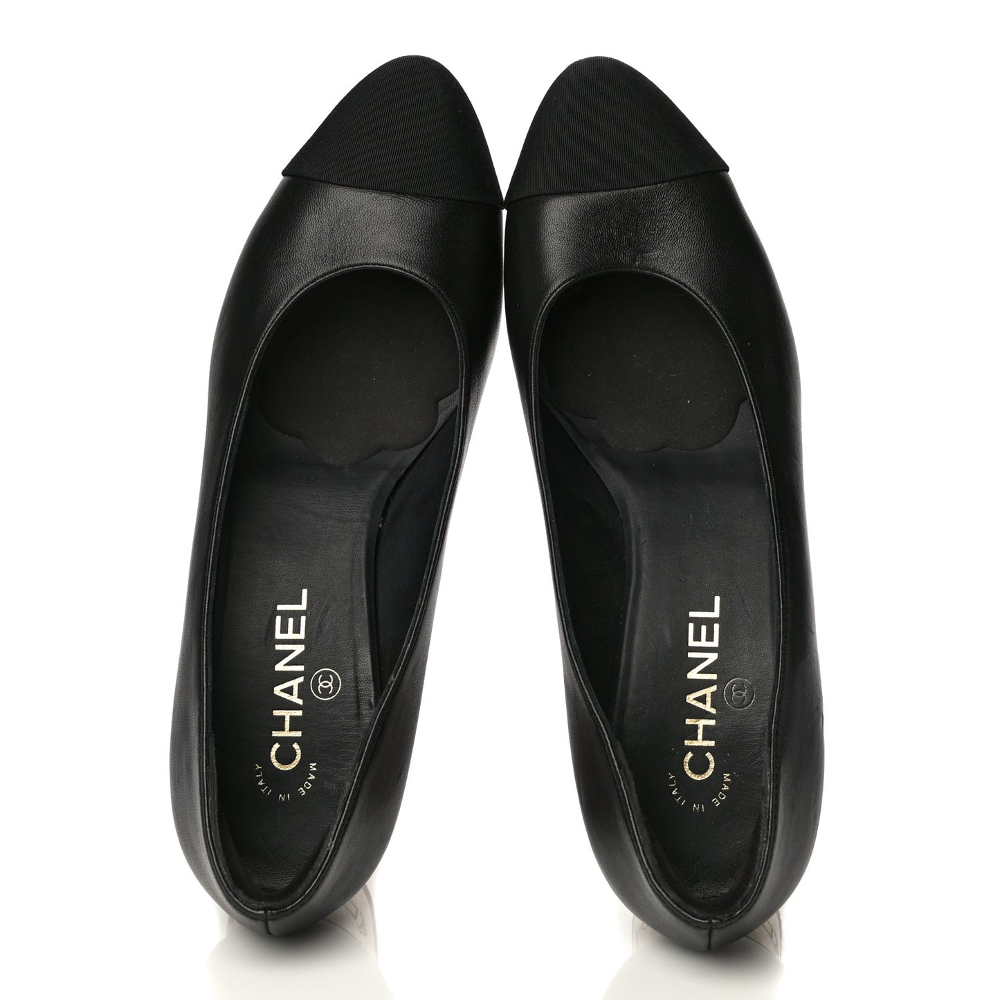 Lambskin Grosgrain Cap Toe Egyptian Amulet CC Pumps 40.5 Black