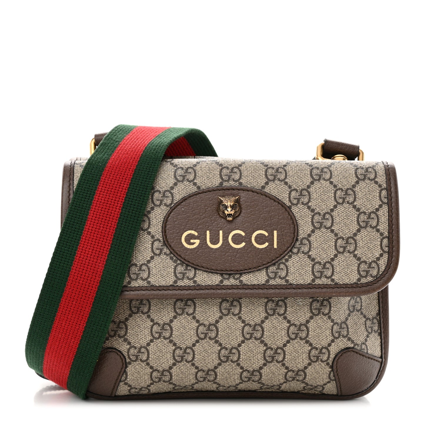 GG Supreme Monogram Web Small Neo Vintage Double Flap Messenger Bag Beige New Acero