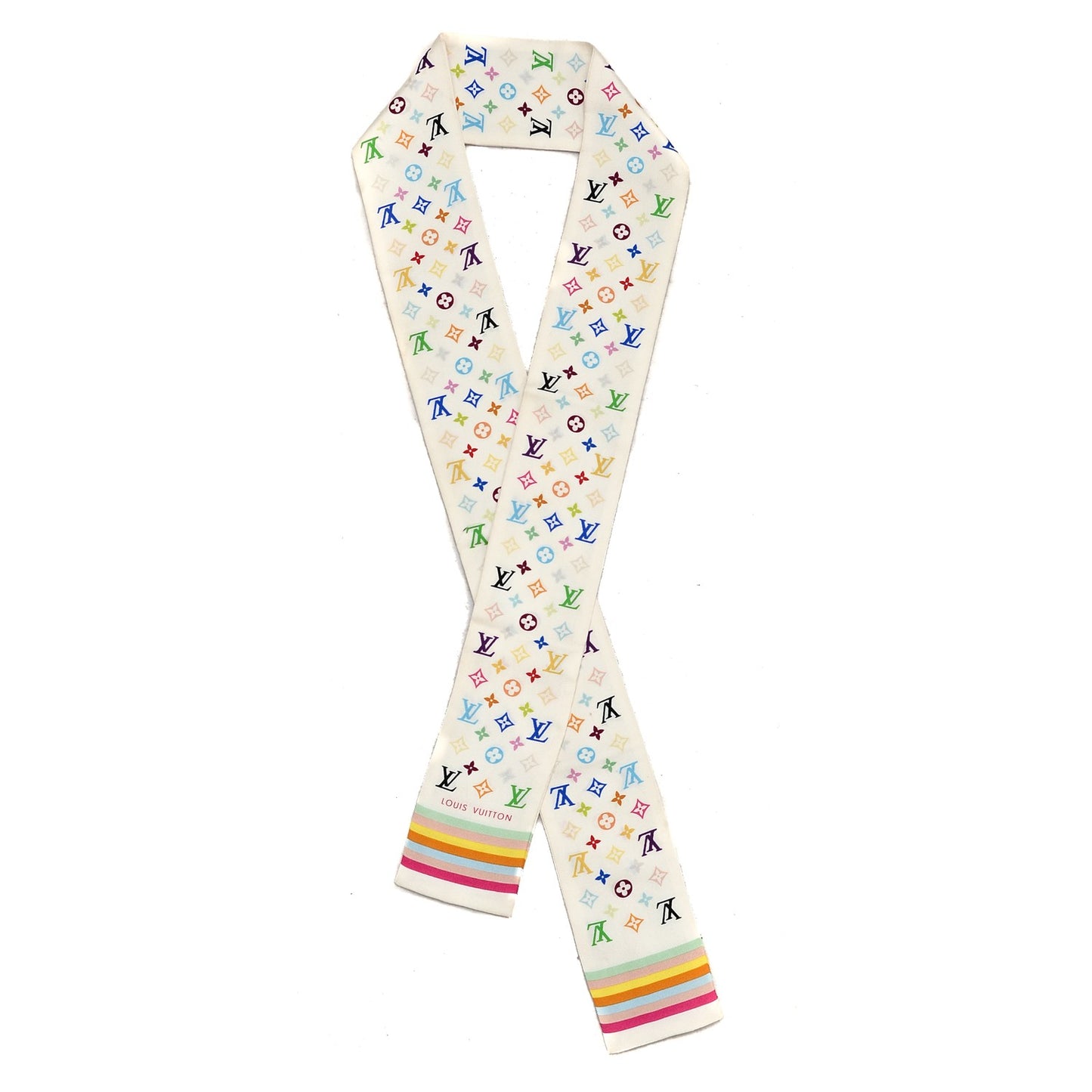 Silk Monogram Multicolor Bandeau White