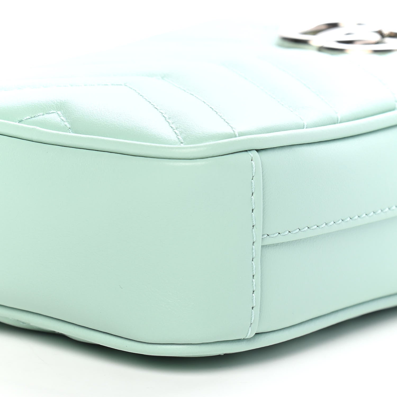 Gucci Calfskin Matelasse Mini GG Marmont Crossbody Bag Water Green 9 of 9