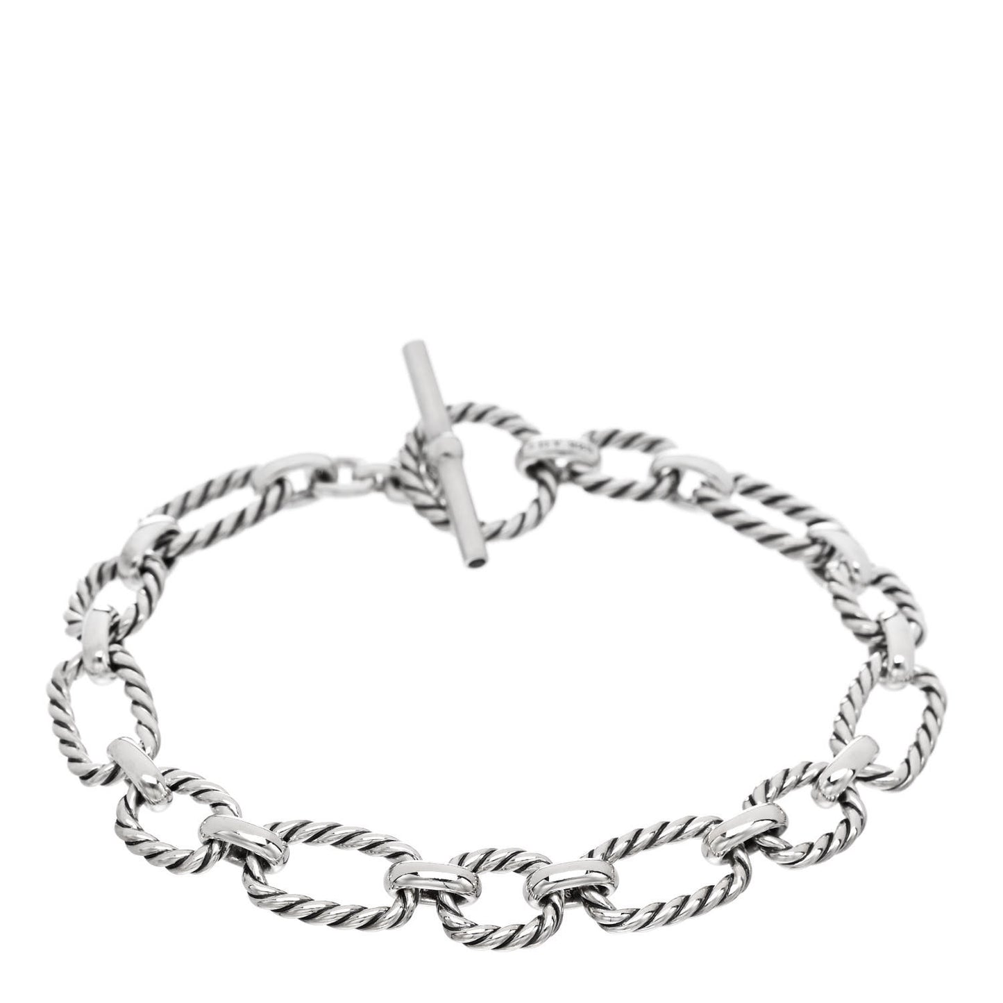 Sterling Silver Blue Sapphire 9.5mm Cushion Link Bracelet