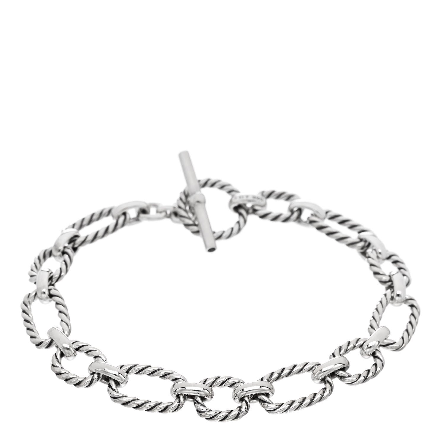 David Yurman Sterling Silver Blue Sapphire 9.5mm Cushion Link Bracelet 1 of 4