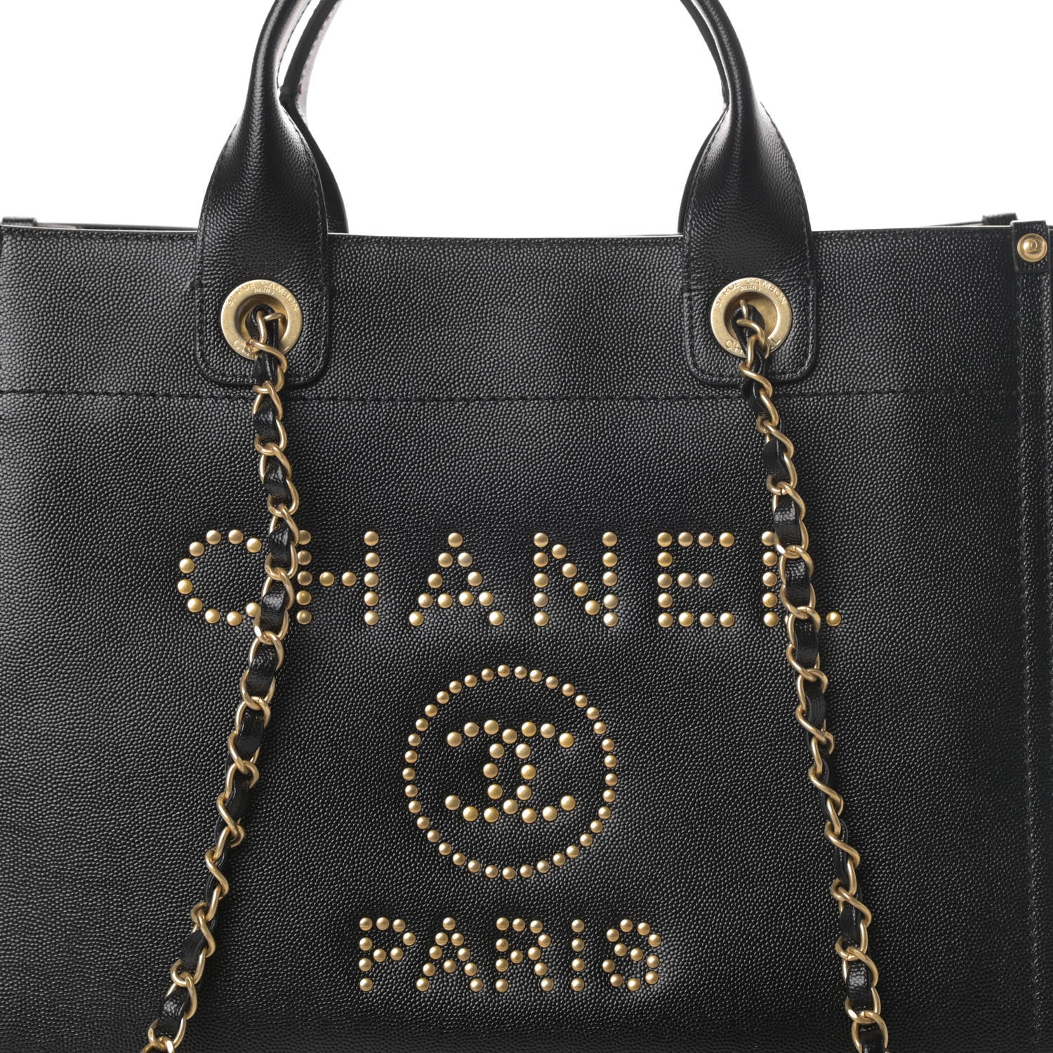 Chanel Caviar Small Studded Deauville Tote Black 8 of 10