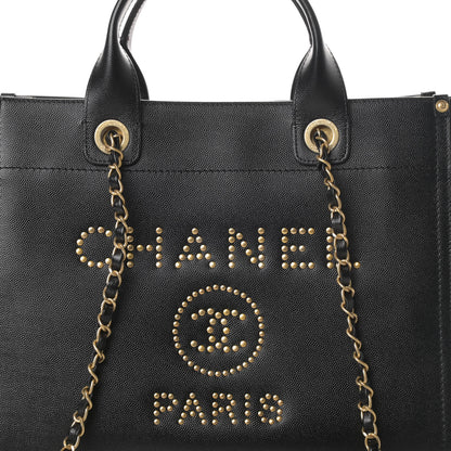 Chanel Caviar Small Studded Deauville Tote Black 8 of 10
