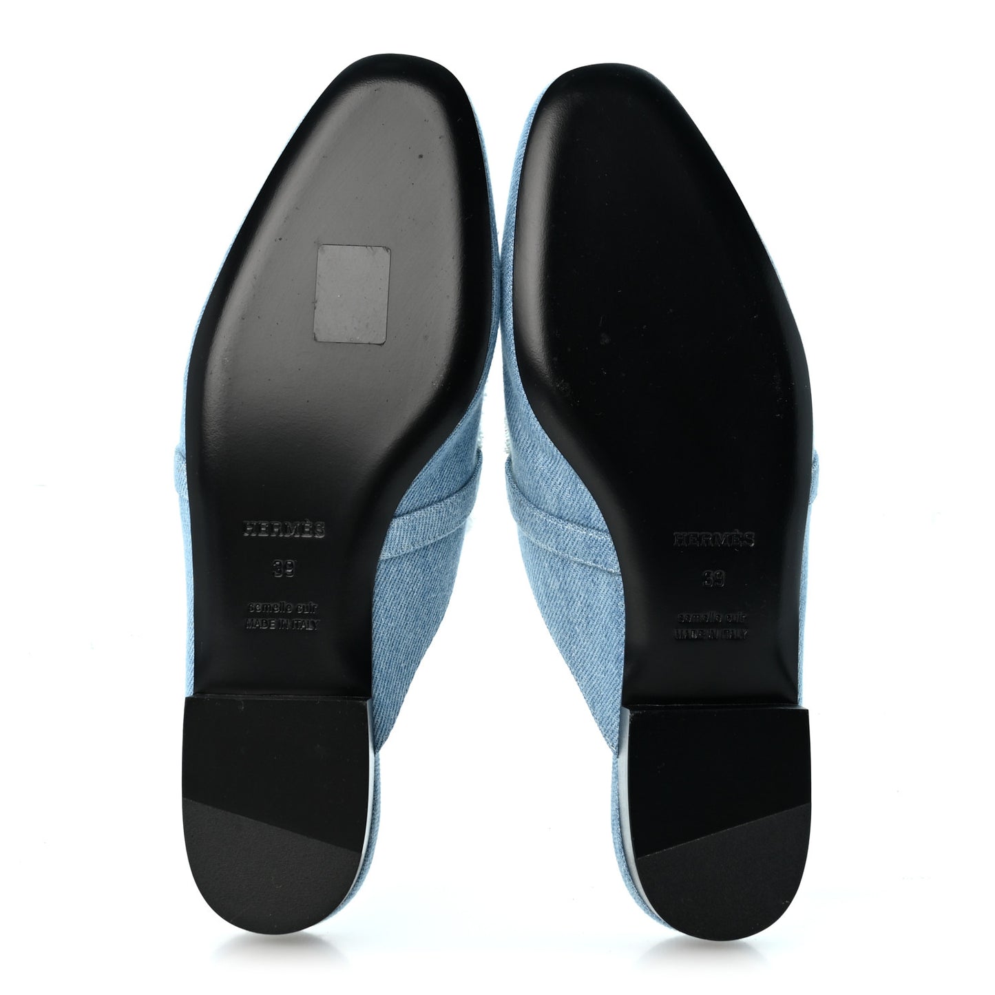 Denim Fringed Oz Mules 39 Bleu Clair