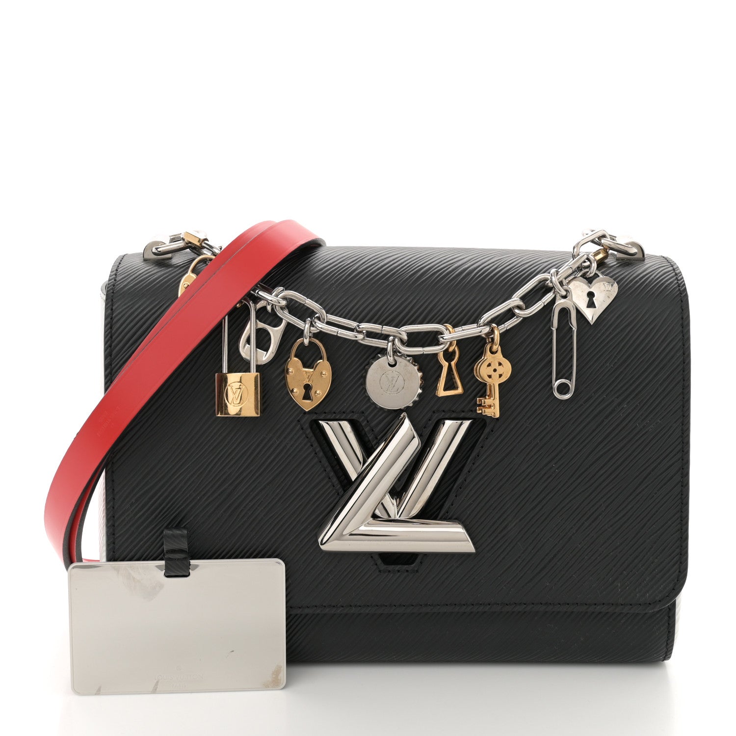 Louis Vuitton Epi Love Lock Charm Twist Shoulder Bag MM Black