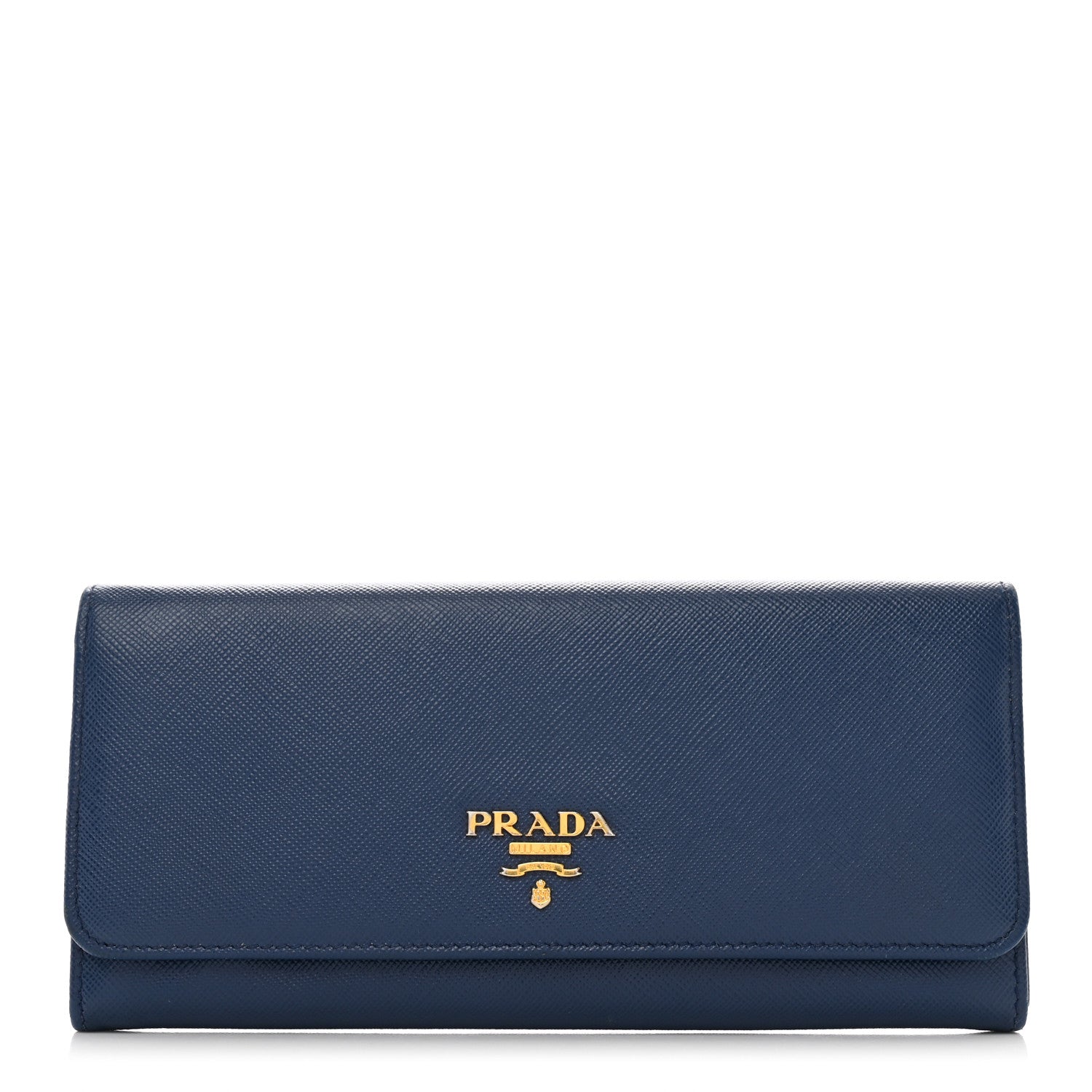 Prada Saffiano Metal Continental Flap Wallet Bleuette Lago White 1 of 10
