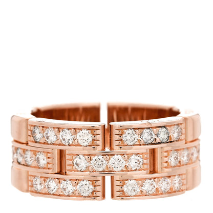Cartier 18K Pink Gold Diamond Maillon Panthere 3 Half Rows Paved Ring 50 5.25 1 of 5