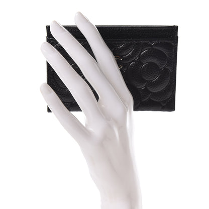 Chanel Caviar Camellia Embossed Card Holder Black 2 of 9