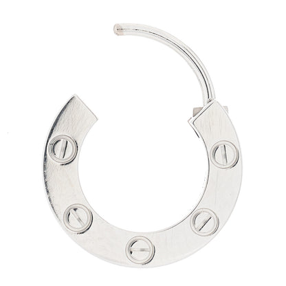 Cartier 18K White Gold Diamond Pave Single LOVE Hoop Earring 4 of 7