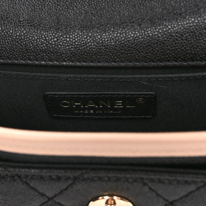 Chanel Iridescent Caviar Quilted Mini Two Tone Flap Black Beige 6 of 10