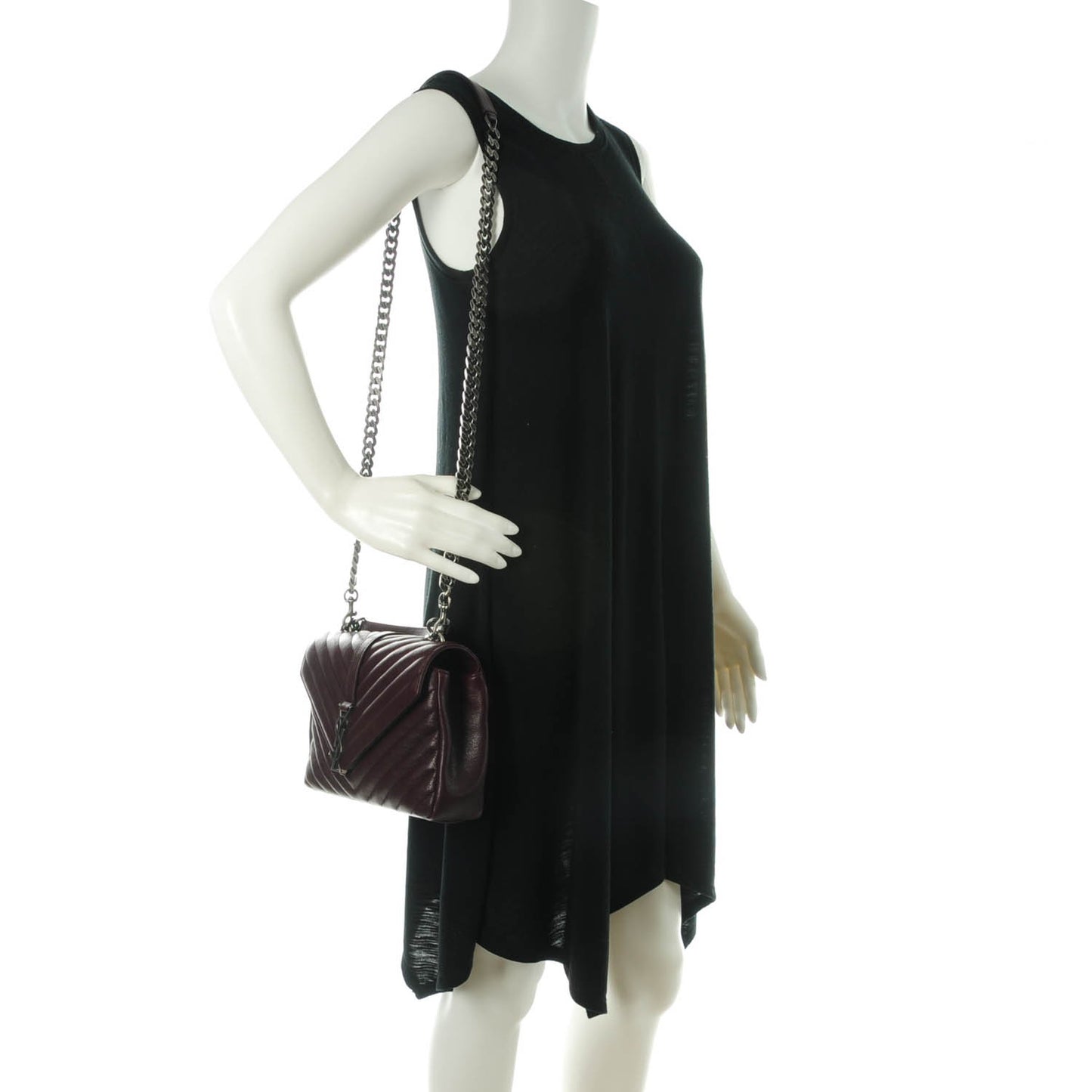 Sheepskin Matelasse Chevron Monogram Medium College Bag Amaranto