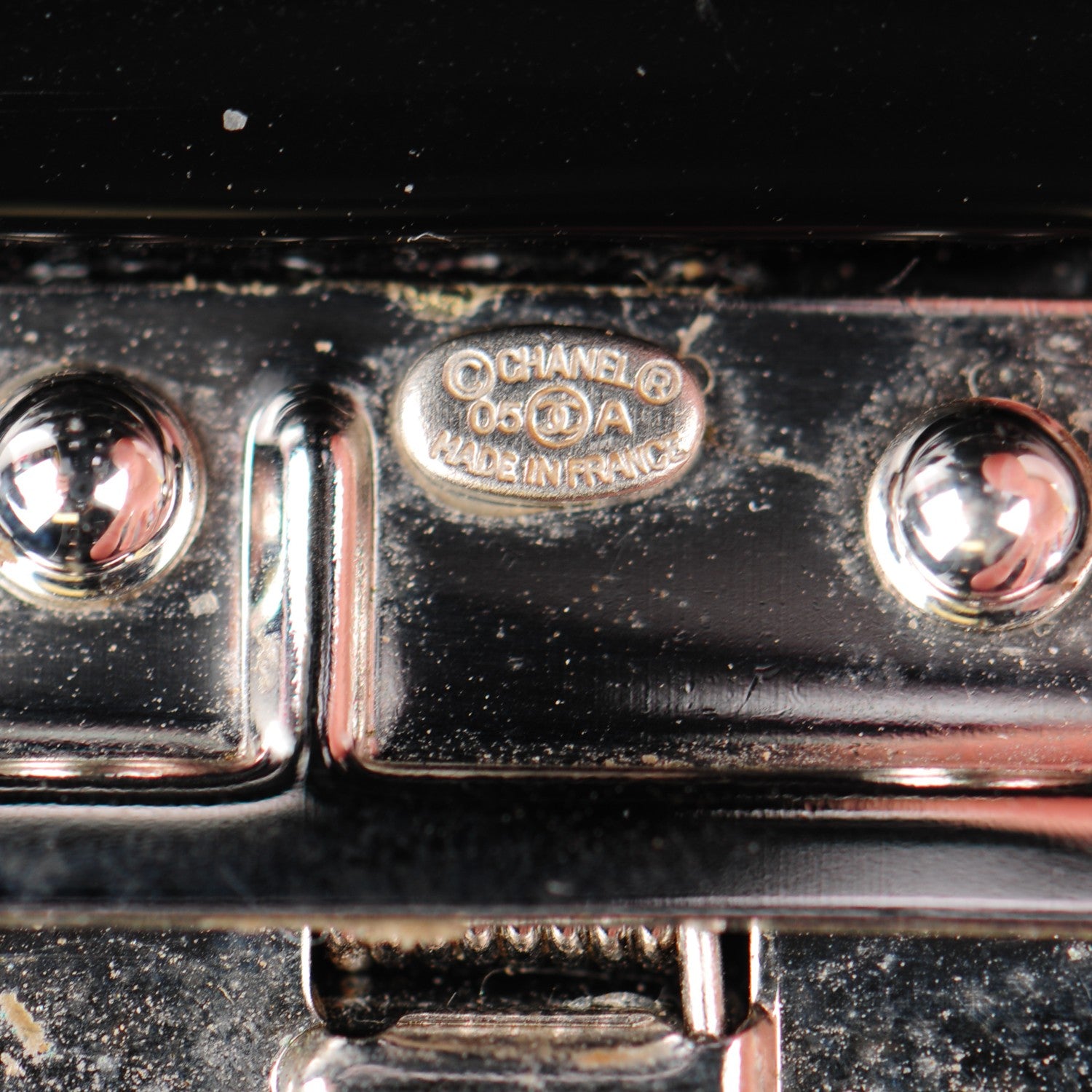 Chanel Resin Baguette Crystal CC Cuff Black 6 of 6