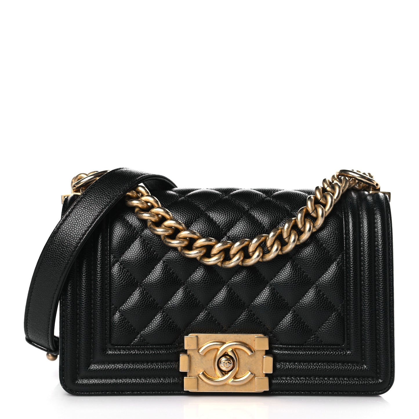 Caviar Quilted Small Boy Flap Black
