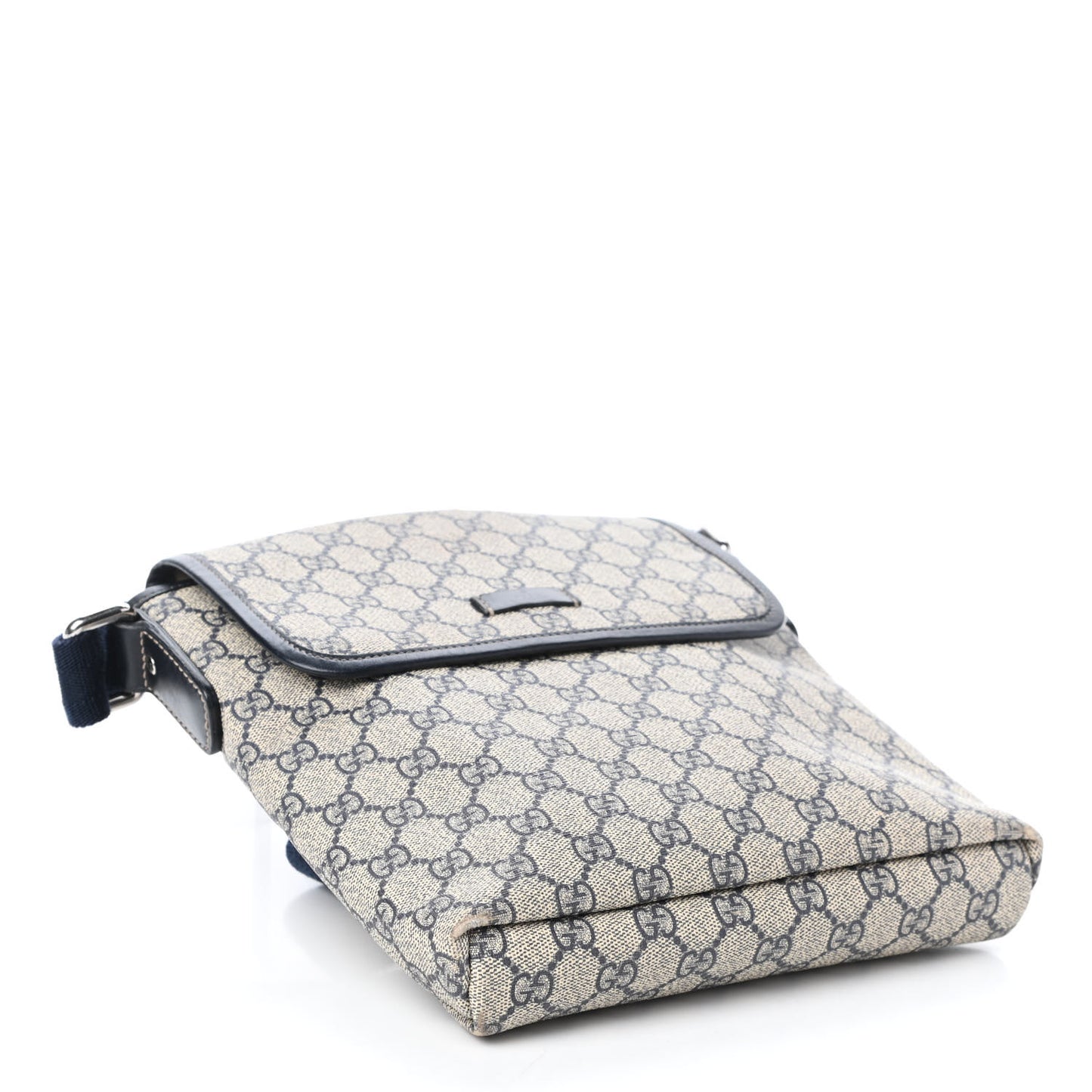 GG Plus Monogram Sellieria Calfskin Small Flap Messenger Bag Beige Blue