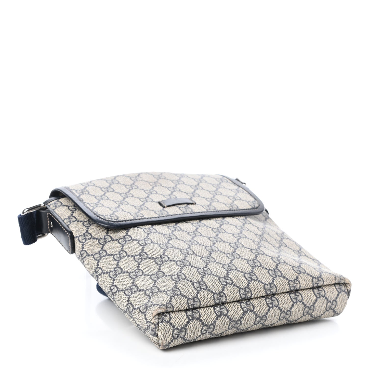 Gucci GG Plus Monogram Sellieria Calfskin Small Flap Messenger Bag Beige Blue 4 of 9