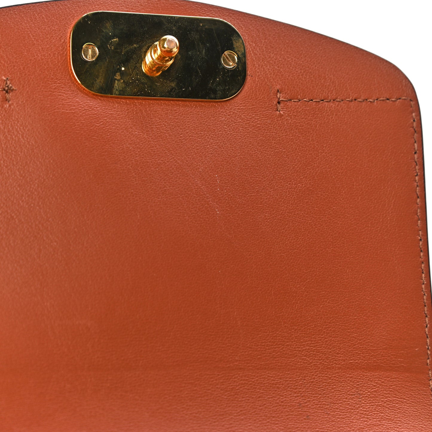 Calfskin Crocodile Embossed Mini C Double Carry Chestnut Brown
