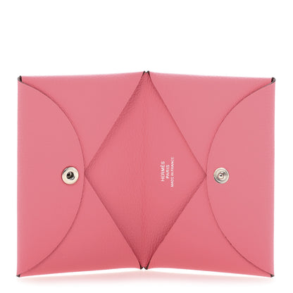 Hermes Evercolor Calvi Card Case Rose Azalee 5 of 8