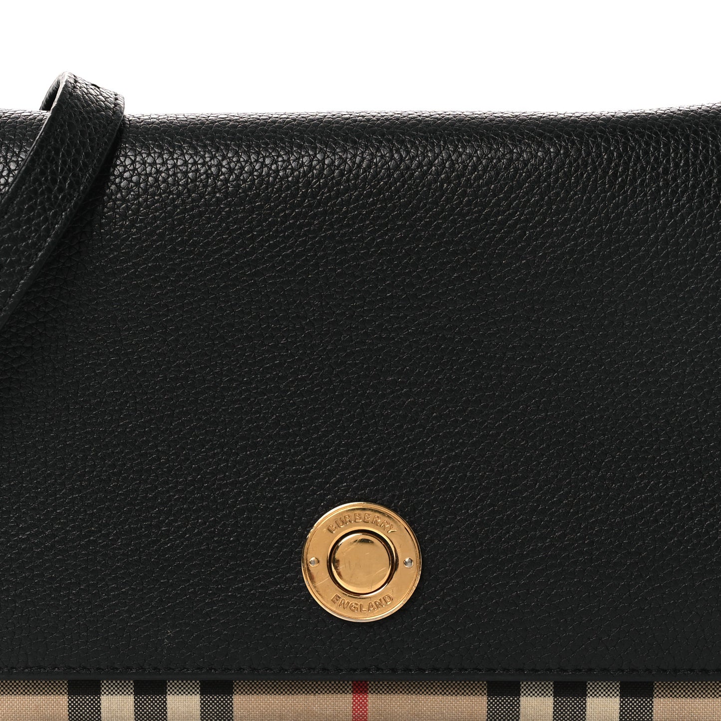 Grainy Calfskin Vintage Check Hampshire Crossbody Black