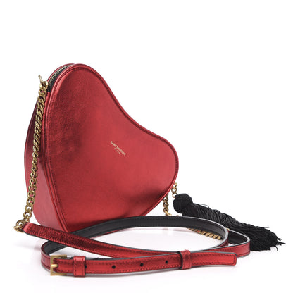 Saint Laurent Metallic Calfskin Heart Monogram Crossbody Black Rouge 3 of 11