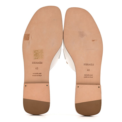 Hermes Calfskin Auteuil Sandals 40 White 6 of 12