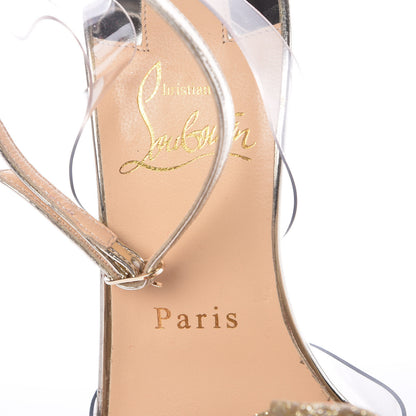Christian Louboutin Metallic Calfskin Glitter Tonic PVC Fossiliza 100 Sandals 36 Version Light Gold 7 of 7