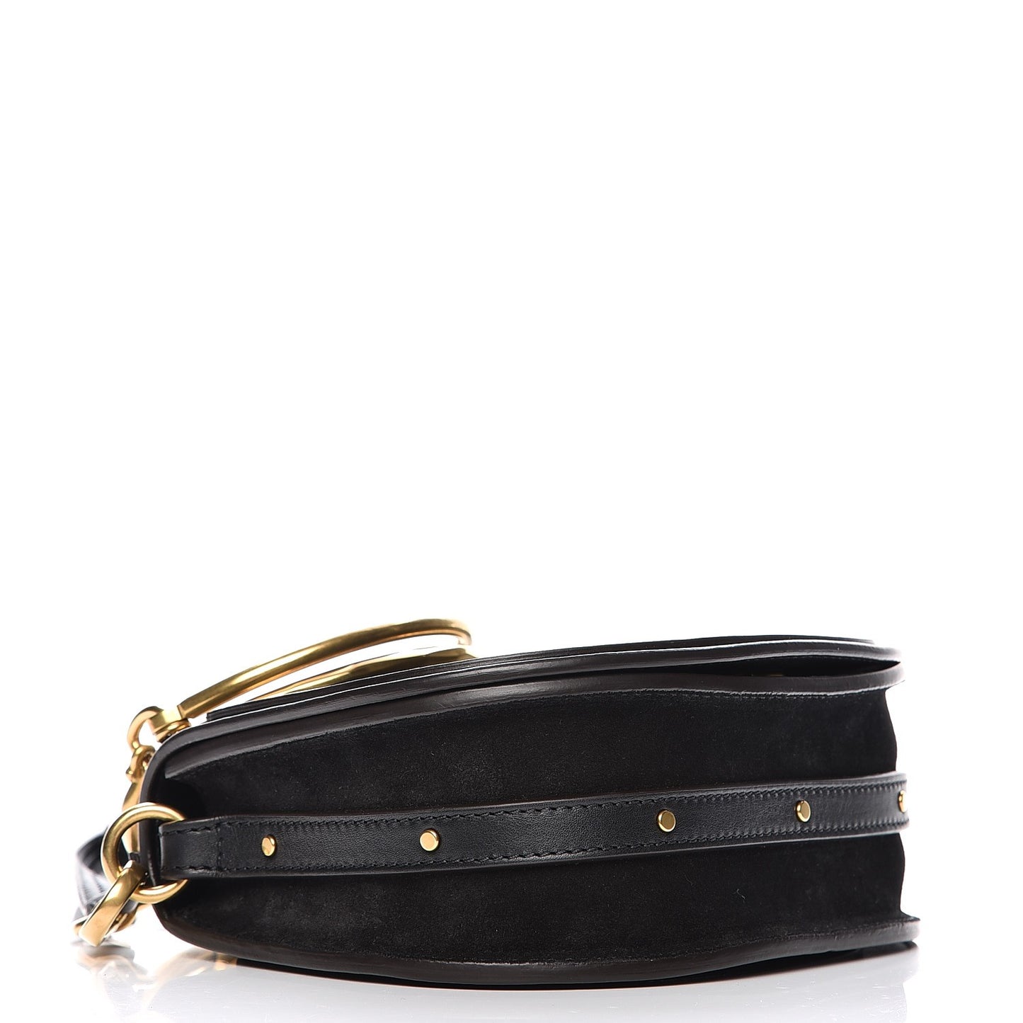 Calfskin Suede Small Nile Bracelet Bag Black