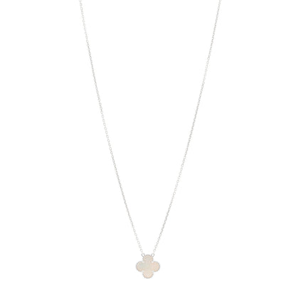 Van Cleef & Arpels 18K White Gold Mother Of Pearl Vintage Alhambra Pendant Necklace 1 of 4