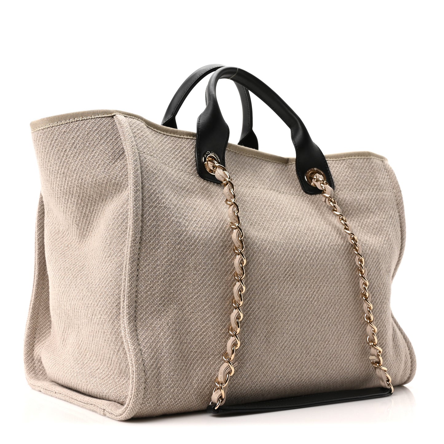 Mixed Fibers Medium Deauville Tote Beige Black