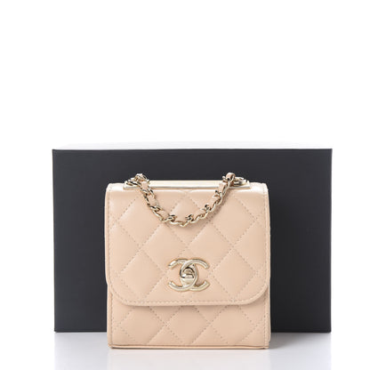 Chanel Lambskin Quilted Mini Trendy CC Clutch With Chain Beige 10 of 10