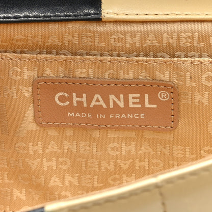 Chanel Lambskin Chocolate Bar Flap Clutch Bag Black Beige 6 of 10